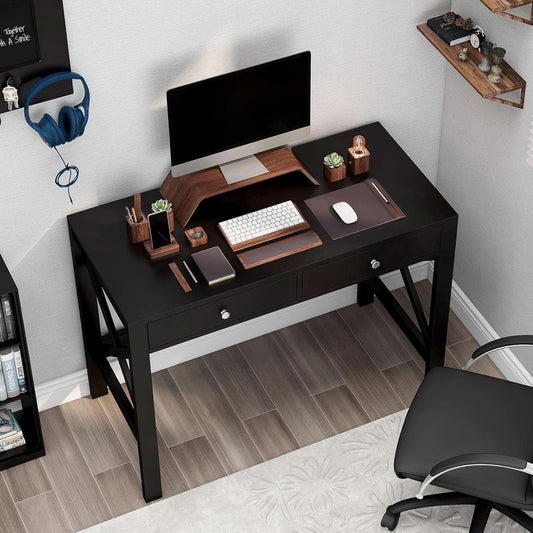 Black Home Office Desk With Drawers And Vanity Table