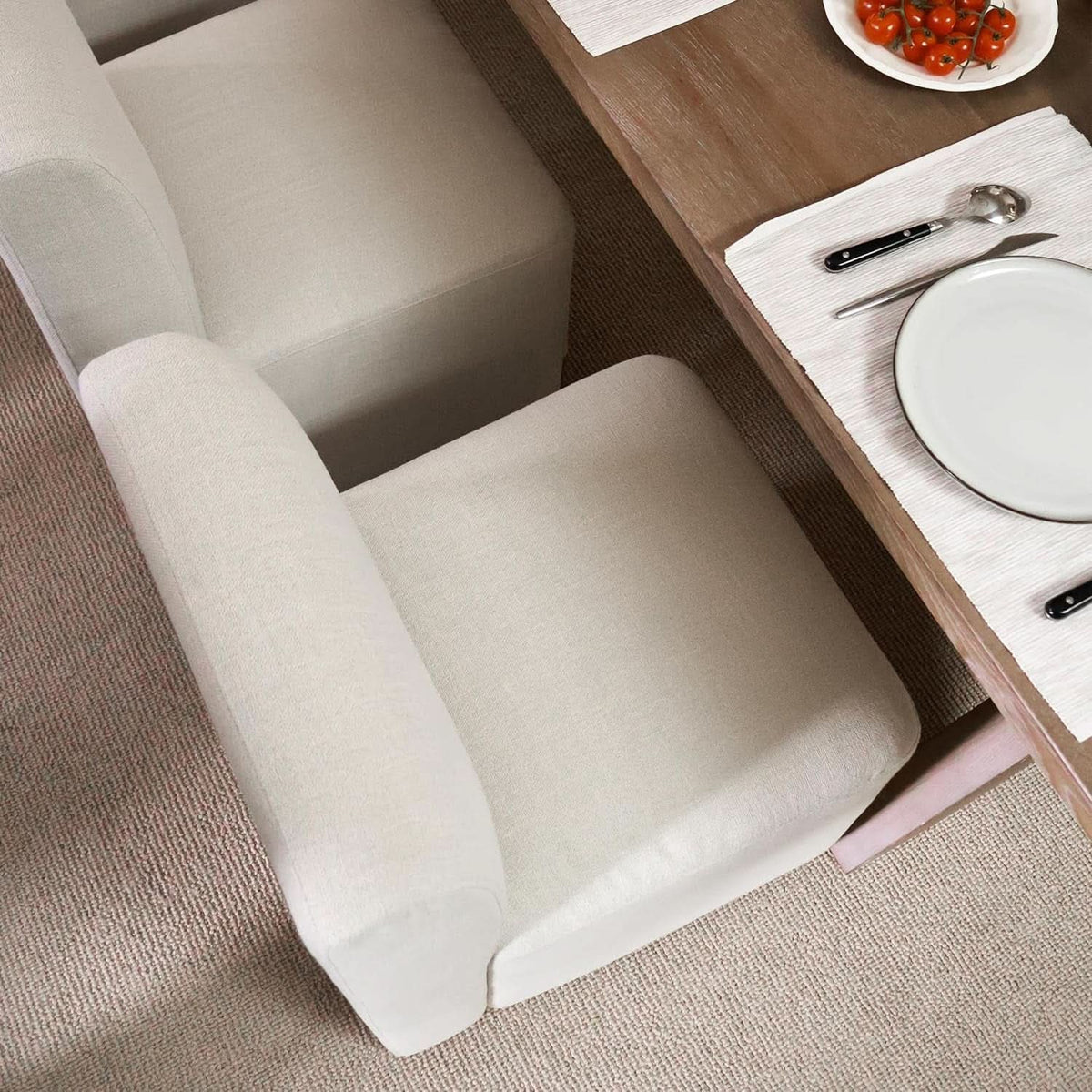Rolling Dining Chair Set Of 2 With Casters Cognac Linen