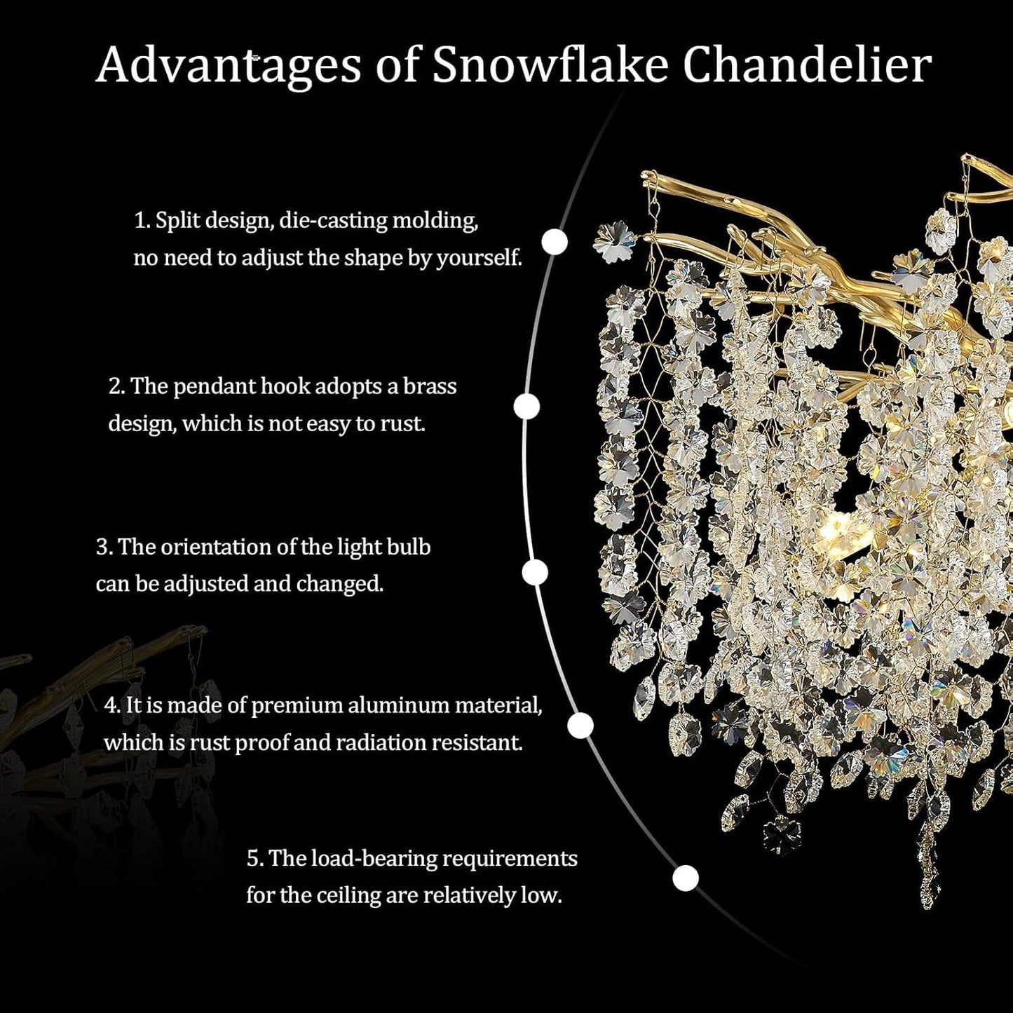 23Inch Gold Crystal Bead Chandelier 8Light Ceiling Fixture