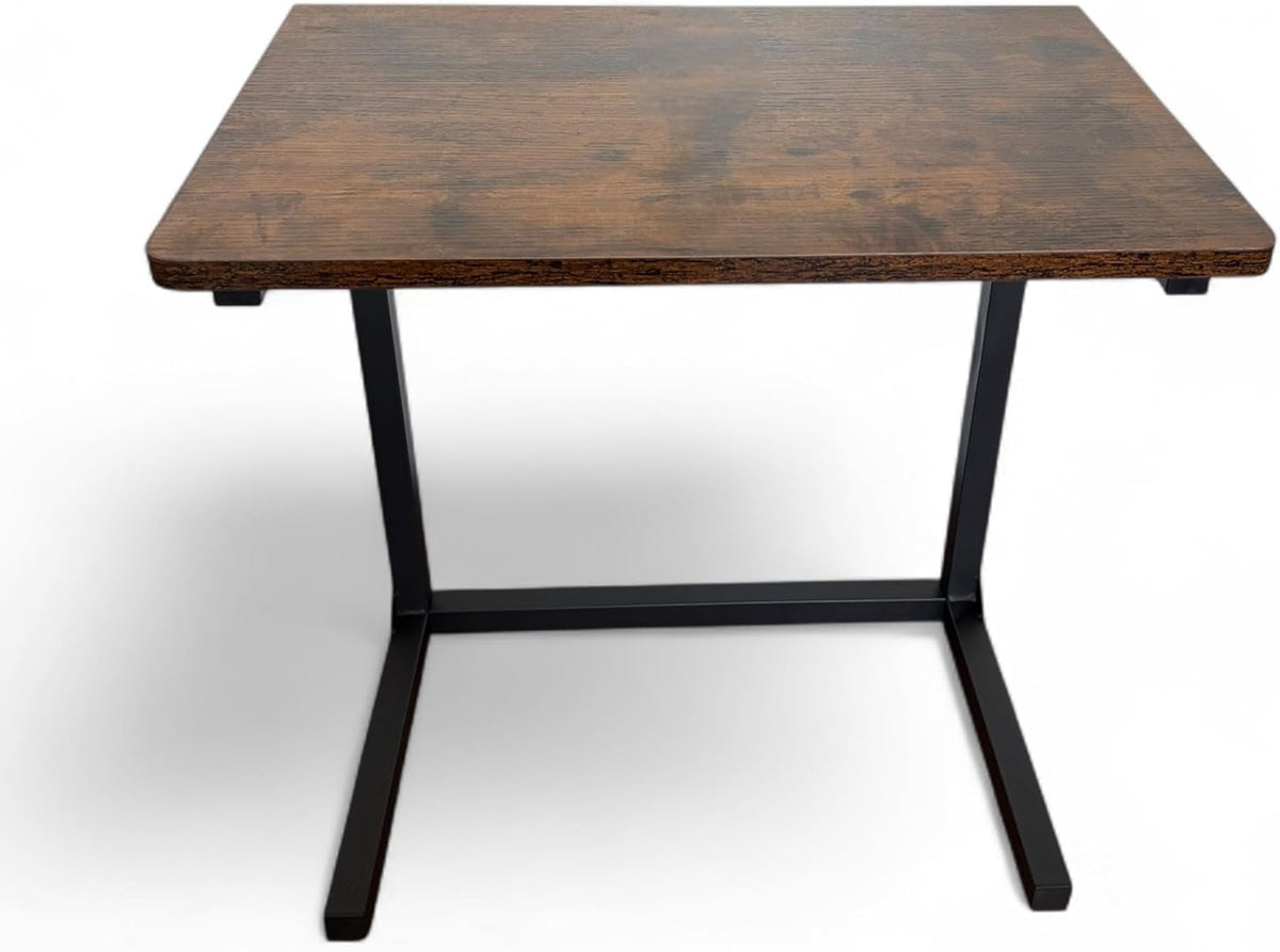 Height-Adjustable C-Shaped Sofa Table Walnut Brown