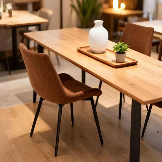 Brown Polyurethane Leather Dining Chairs Quadruple Set