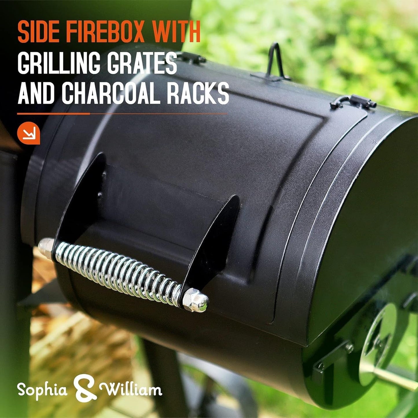 Charcoal Grill With Offset Smoker 512 SquareInch Black