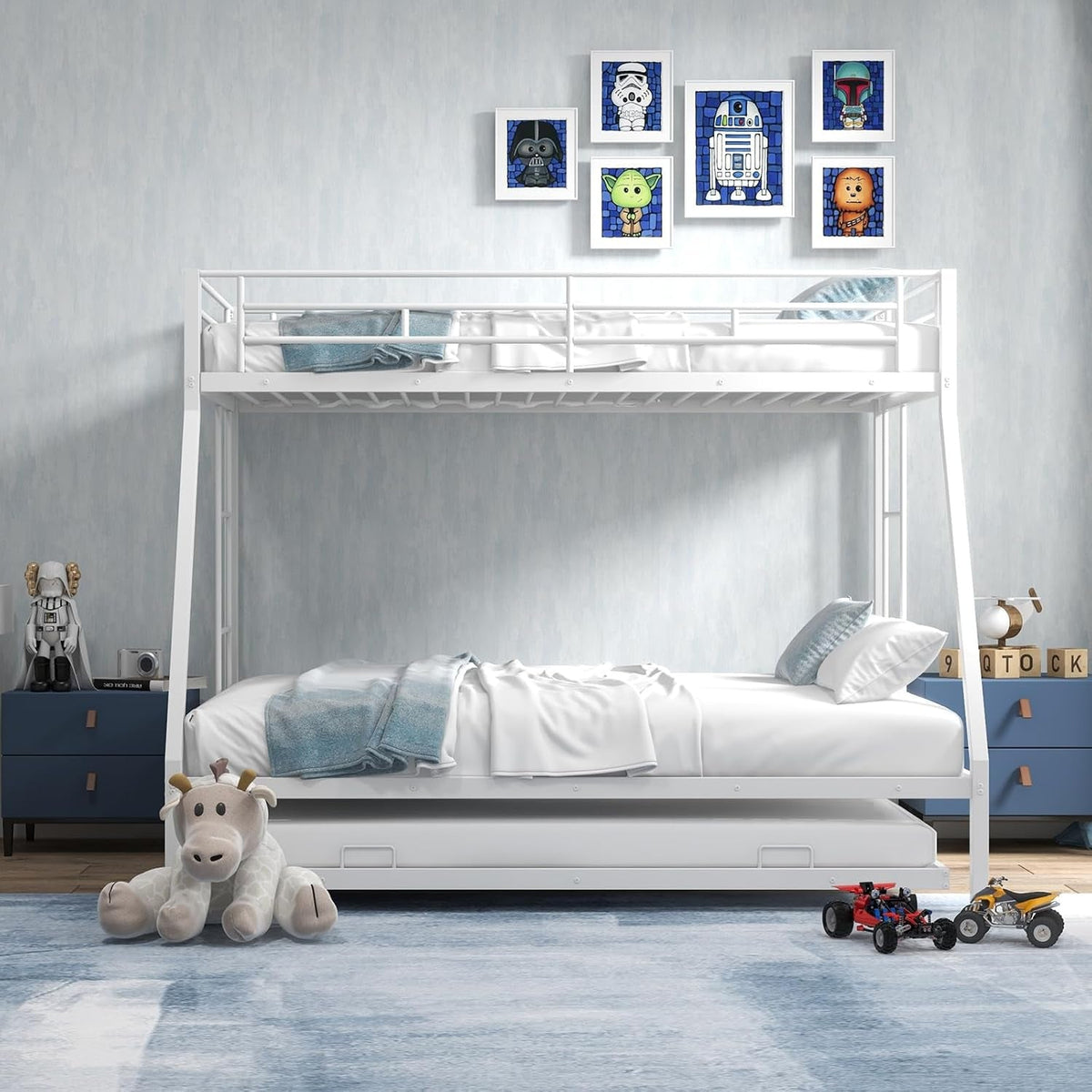 Twin Over Full Bunk Bed Heavy-Duty Metal Alloy Frame