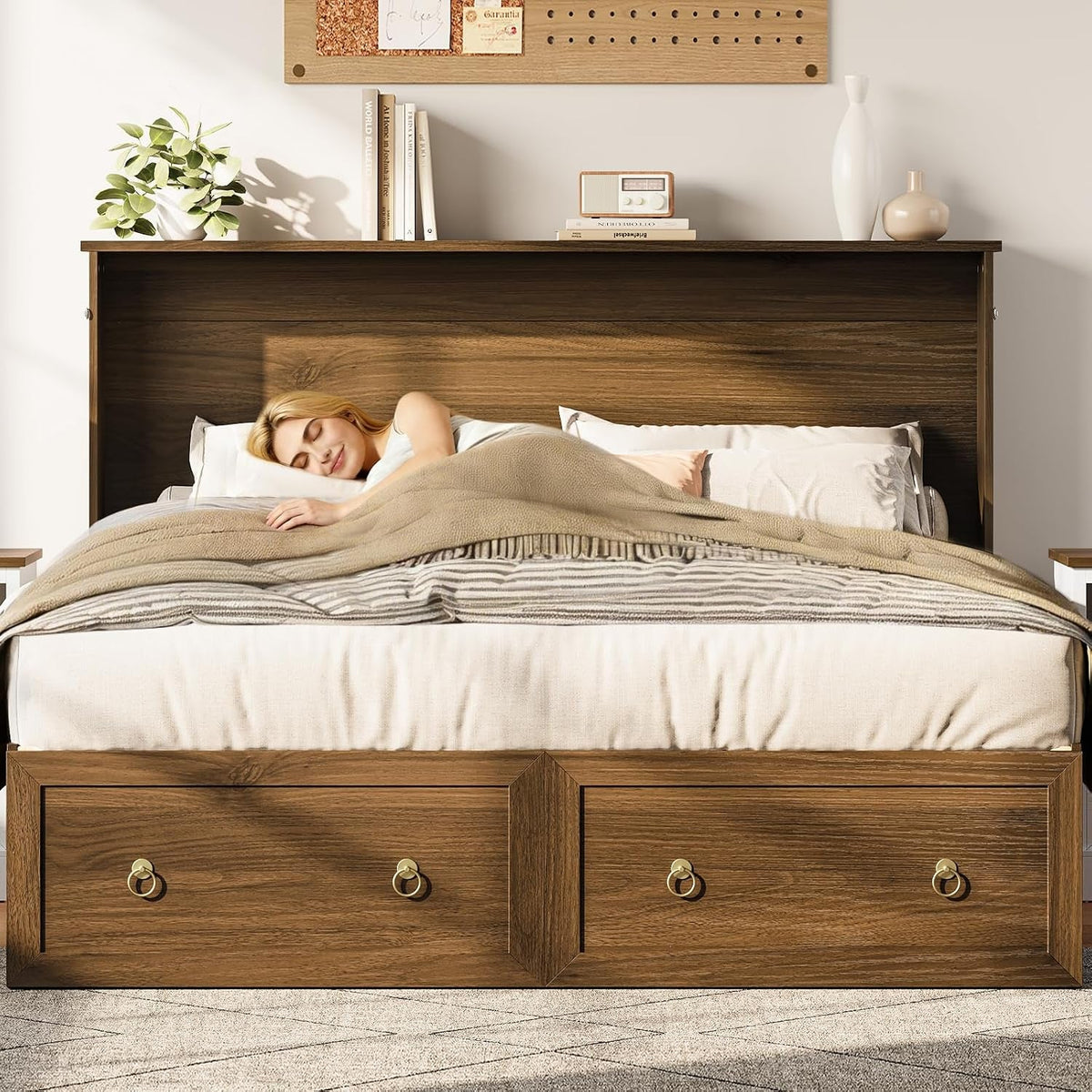 Queen Murphy Platform Bed With Integrated Charging