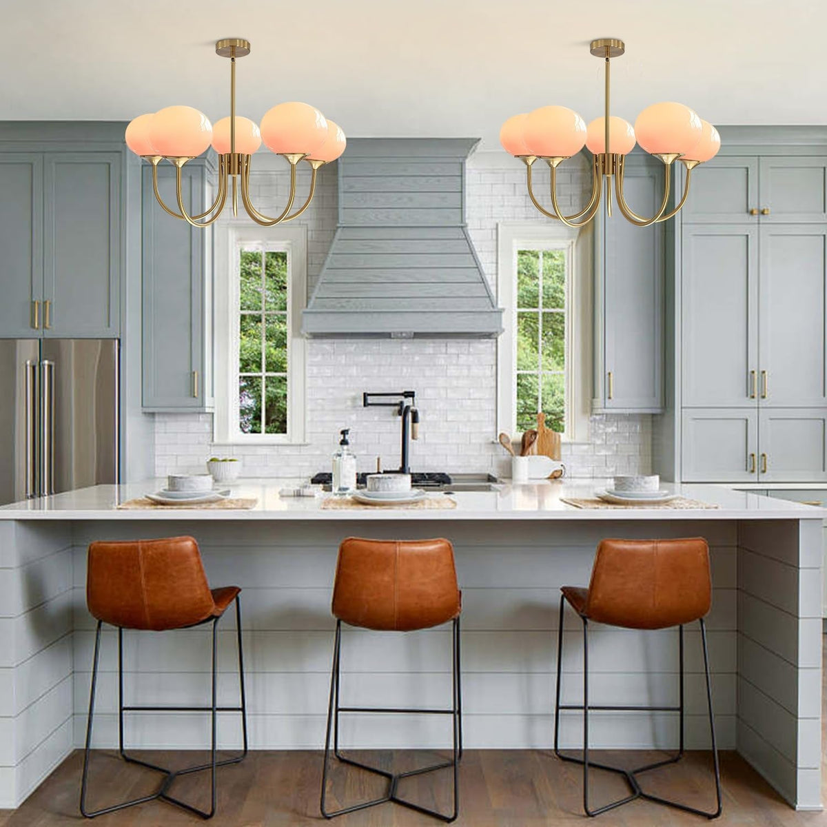 Luxurious Pink Glass 5-Light Pendant Ceiling Light