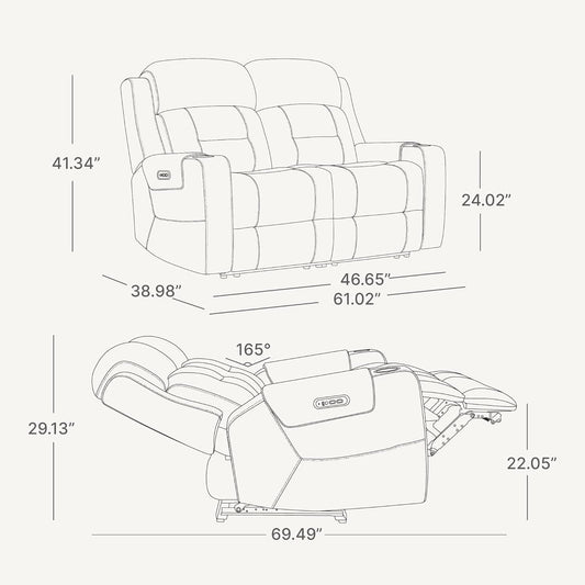 Saddle Brown Leather Power Headrest Loveseat Recliner