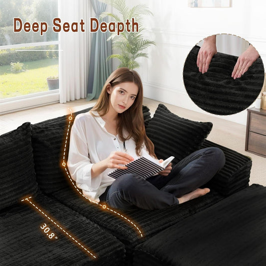 108 Inch L Shape Modular Sectional Sofa Corduroy Fabric For Living Room Comfort Everyday-3
