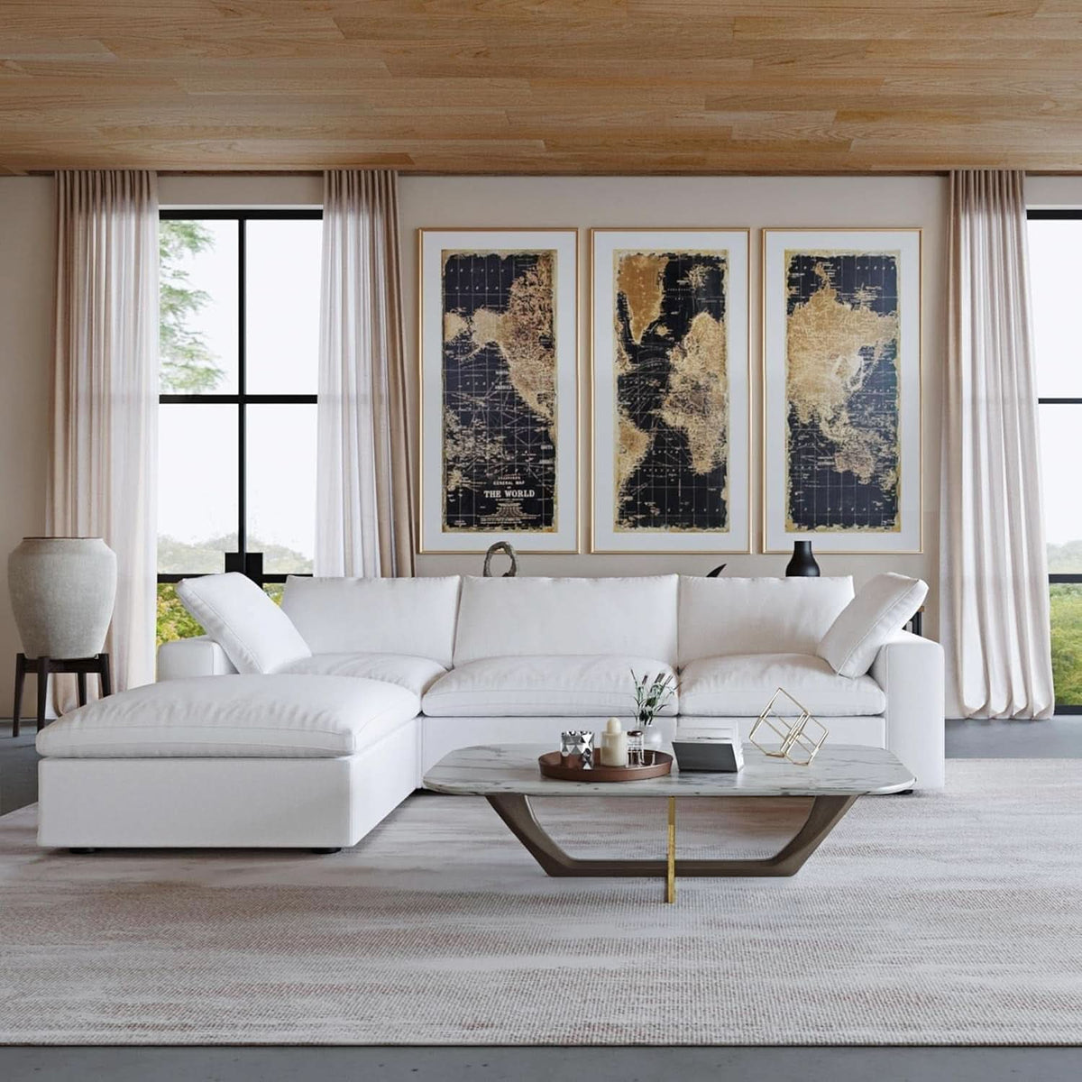 Modern L Shape Cloud Sofa Comfortable Convertible Sectional Couch