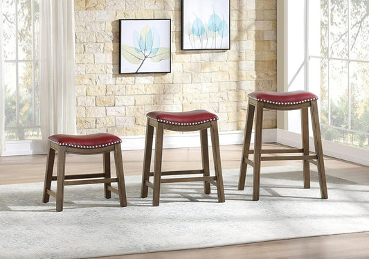Ordway Saddle Seat Bar Stool Dining Height 19 Inch Red