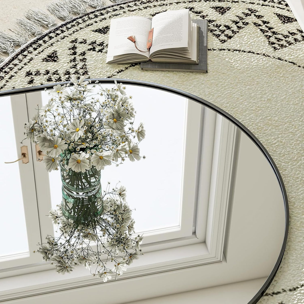 Arched Architectural Mirror 71Inch Aluminum Alloy Black