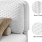 Queen Size White Corduroy Upholstered Platform Bed