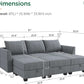 Bluish Grey Transformable Sleeper Sofa With Storage-1