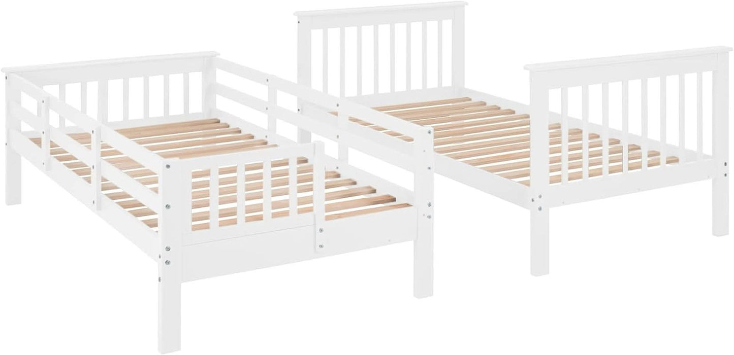 Twin Over Twin Bunk Bed With Stairs Solid Wood White