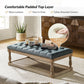Blue Rectangular Upholstered Ottoman Coffee Table Tray