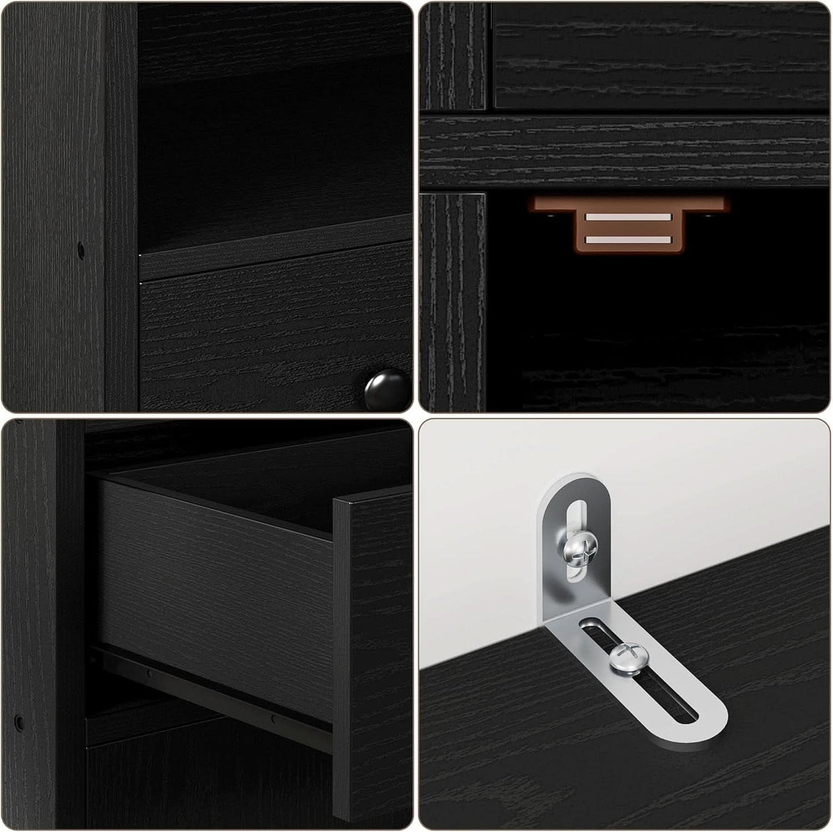 Vintage Black 78.7 Inch Floorstanding Library Bookcase