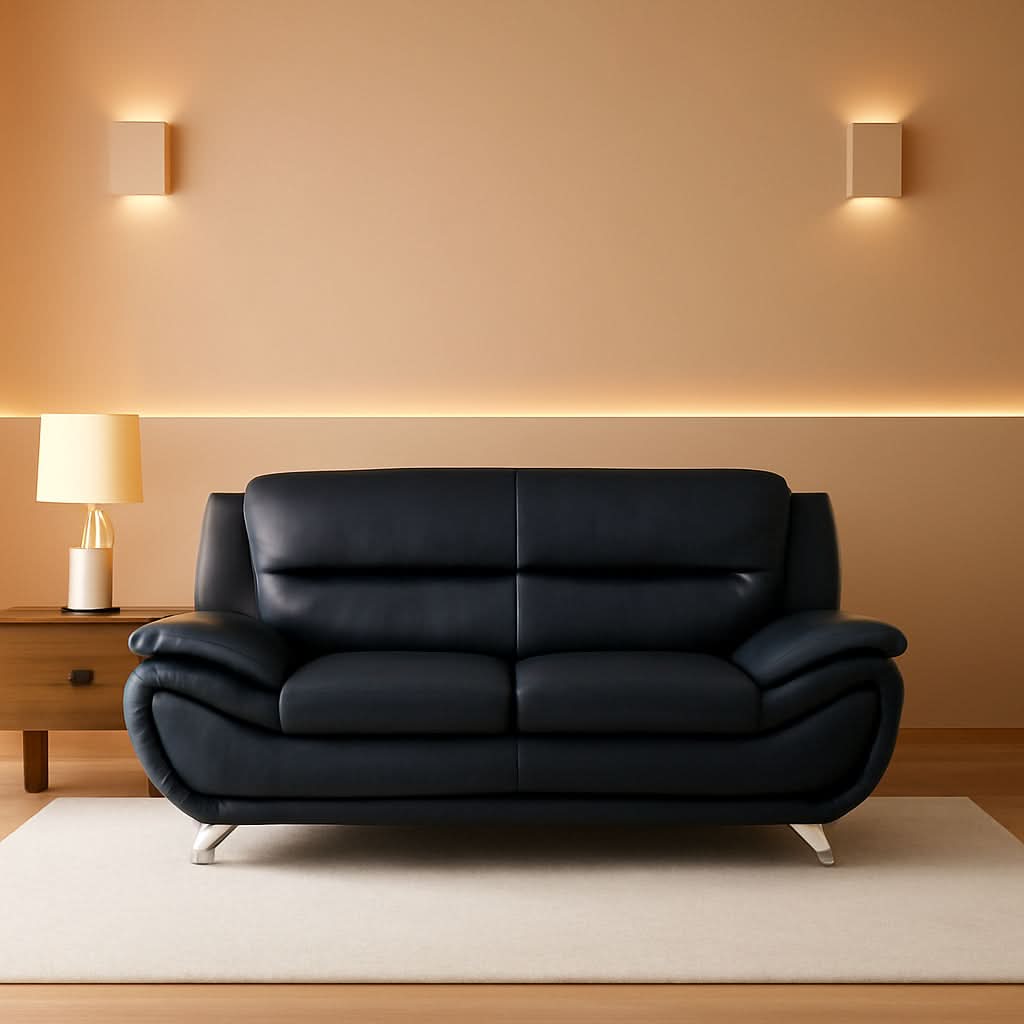 Leather Couches For Living Room Black Sofa And Loveseat Set-0