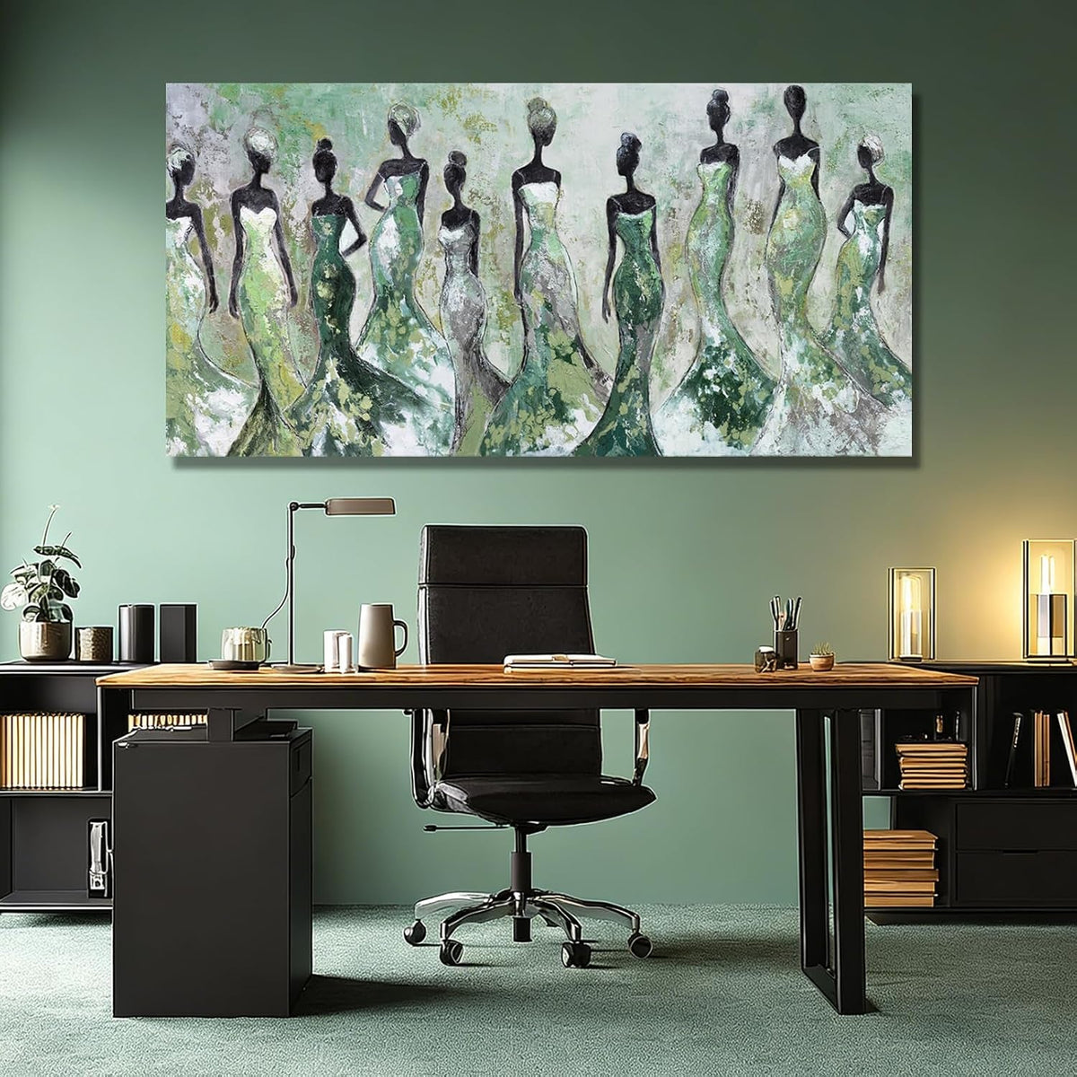 Sage Green Abstract Textured Canvas Wall Art 29x58Inch