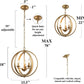 Gilded Orbital Chandelier Three Light Pendant Fixture-1