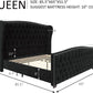 Queen Size Platform Bed Frame With Nailhead Trim Deluxe