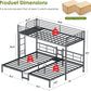 All Steel Frame Triple Bunk Bed Twin XL Guardrails Durable