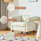 3 Piece Living Room Set Chesterfield Faux Leather Sofa Loveseat Chair White With Scroll Arms And Nailhead-4
