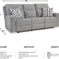 Premium Reclining Sofa Illuminating Gray USB Ports