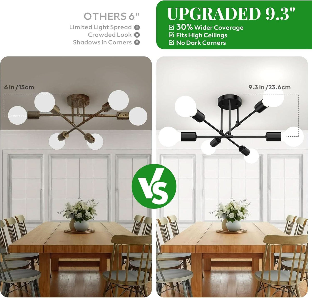 Midcentury Sputnik Chandelier 6 Light Black Ceiling