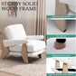 Ivory Chenille Accent Chair Solid Wood LivingRoomSet