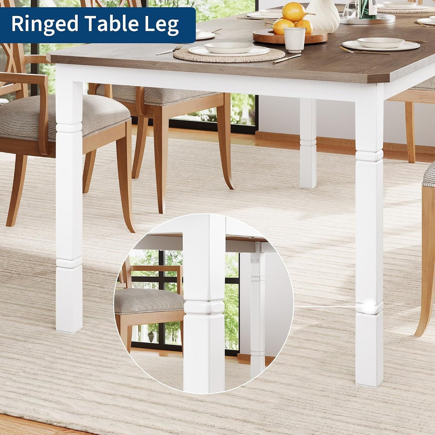Spacious Rectangular 79 Inches Wooden Dining Table