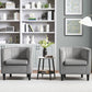 Gray Velvet Barrel Accent Chairs Set of 2 18.5x19.7in Seats