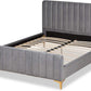Queen Size Luxurious Grey Velvet Upholstered Platform Bed