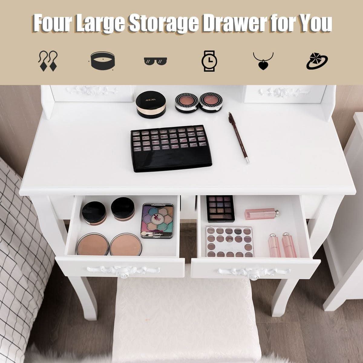 White Premium Makeup Vanity Table Illuminated Mirror
