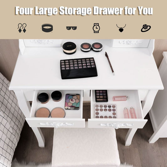 White Premium Makeup Vanity Table Illuminated Mirror