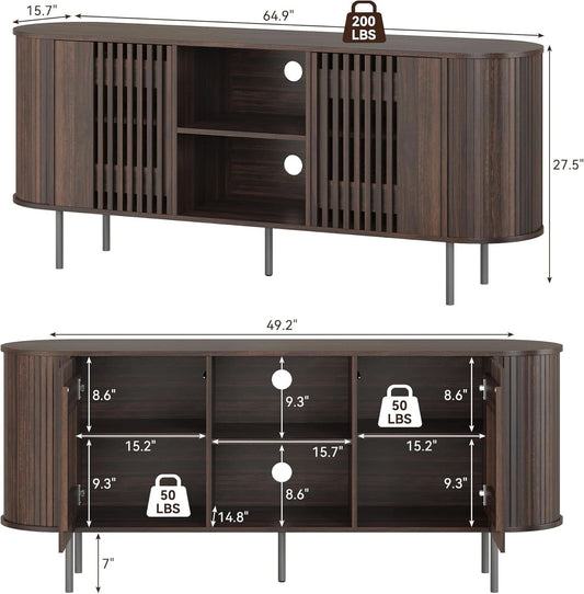 65 Inch TV Stand Premium Mid Century Storage With Cable Management For Living Room-1