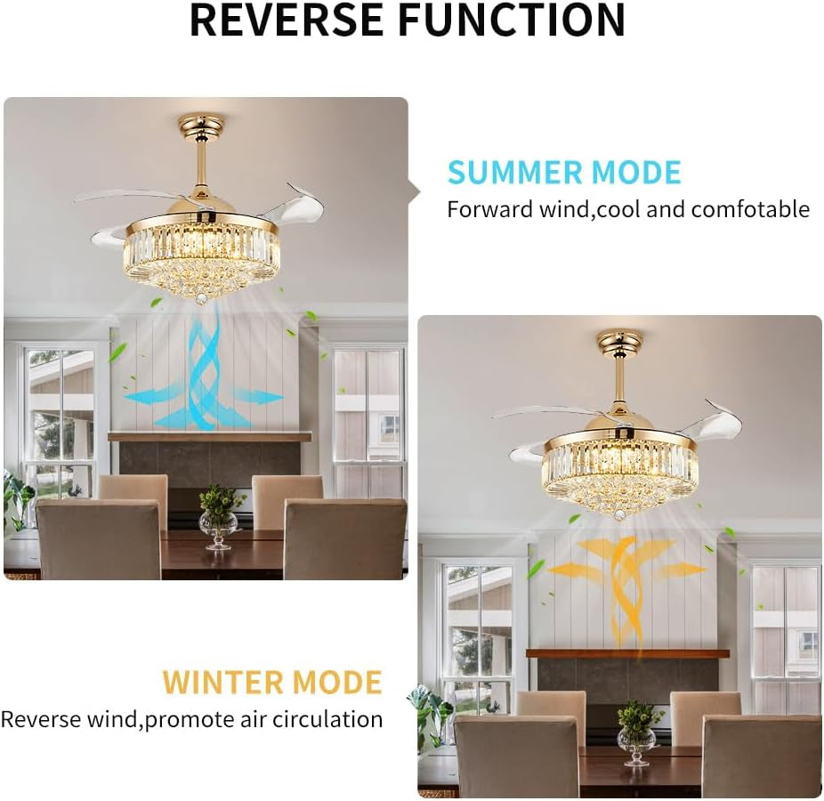 UltraQuiet 42 Inch Fandelier Ceiling Fan Remote LED