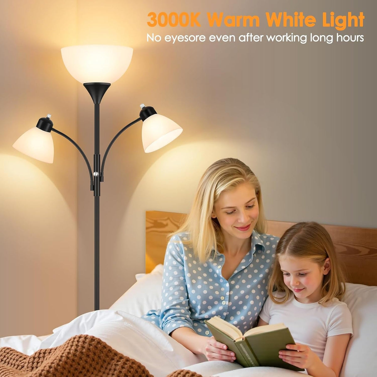 72-Inch Dimmable Black Torchiere Floor Lamp for Living Room-2