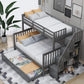 Twin Over Full Bunk Bed With Trundle Storage Shelves Grey