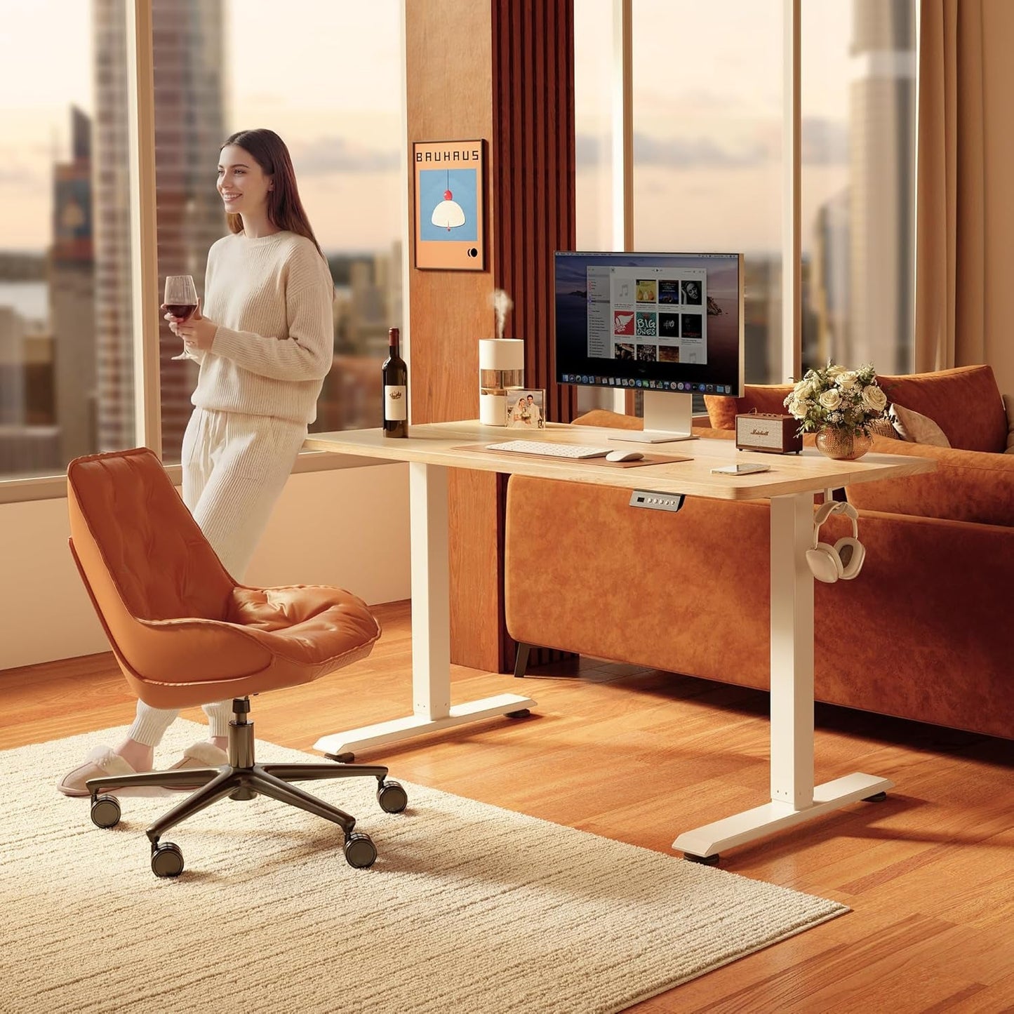 Electric Standing Desk 48x24 Inches Adjustable White