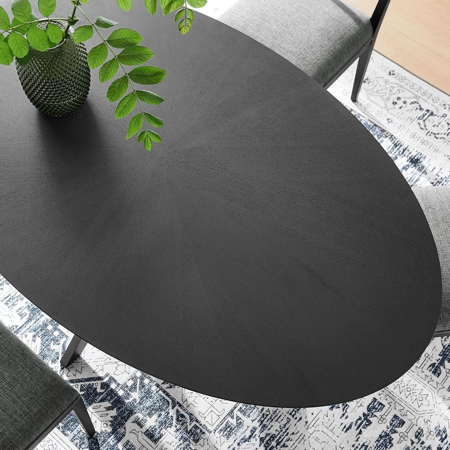 Crossroads 71 Inch Oval Wood Dining Table Black Seats 6 Easy To Assemble