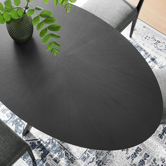Crossroads 71 Inch Oval Wood Dining Table Black Seats 6 Easy To Assemble
