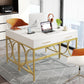 White And Gold 41Inch Workstation Desk With Drawers