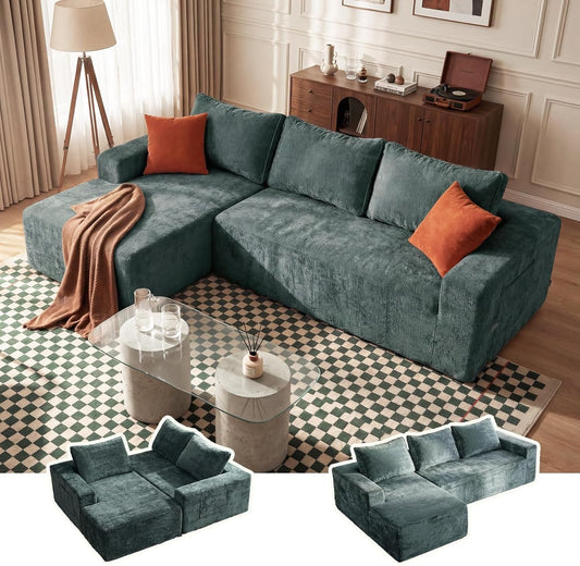 95 Inch Luxurious Sectional Sofa Memory Foam Cushions