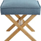 Indigo Blue Upholstered Ottoman Foot Stool 20Wx18Dx18H