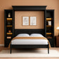 Queen Size Murphy Bed With Storage Cabinets And LED Lighting Black