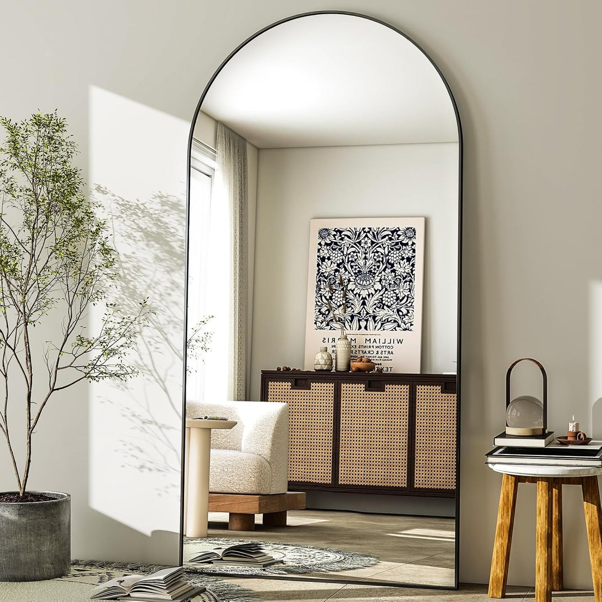 Arched Architectural Mirror 71Inch Aluminum Alloy Black