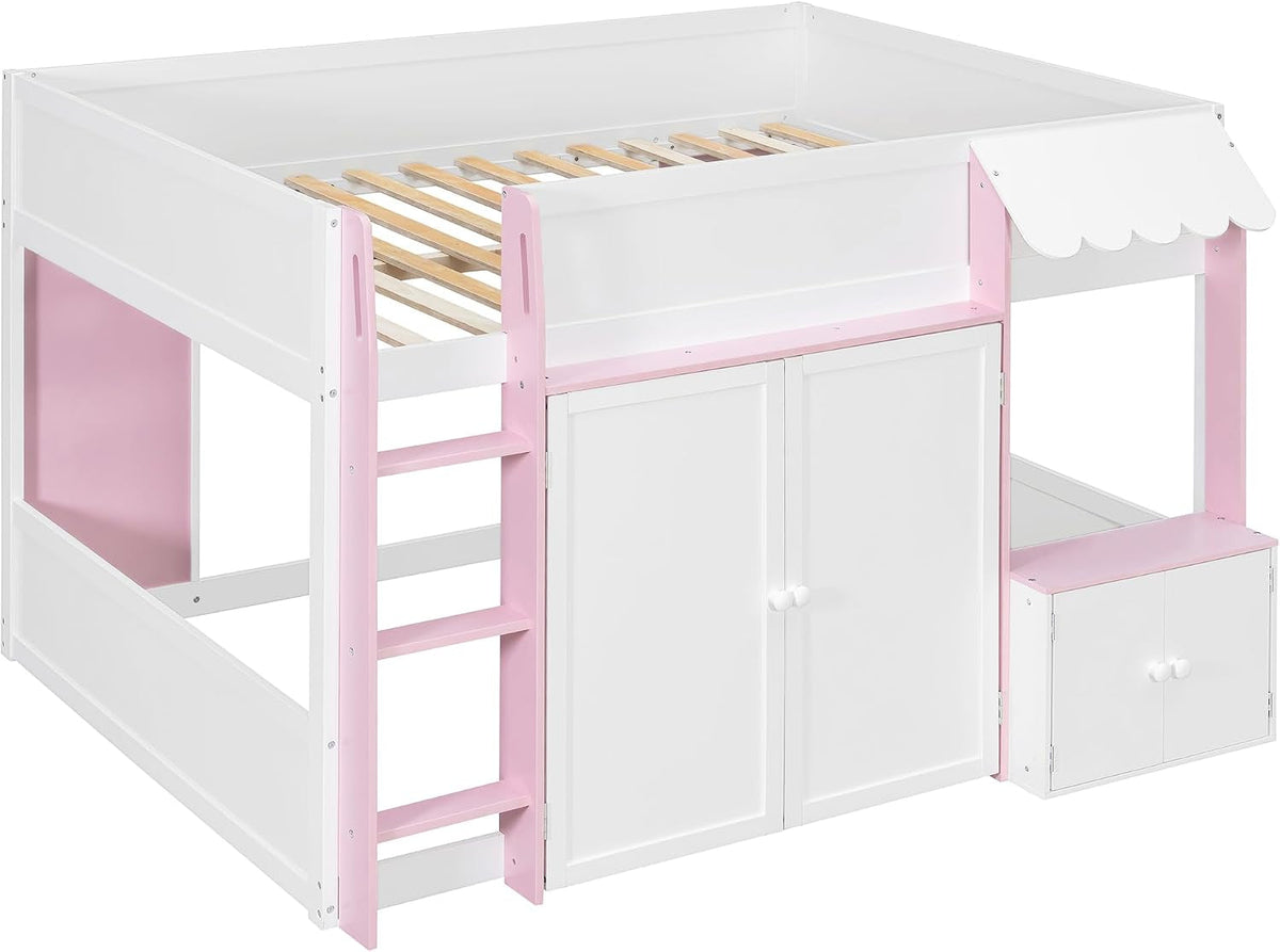 Luxurious White Fullsize Alderwood Loft Bed Playhouse