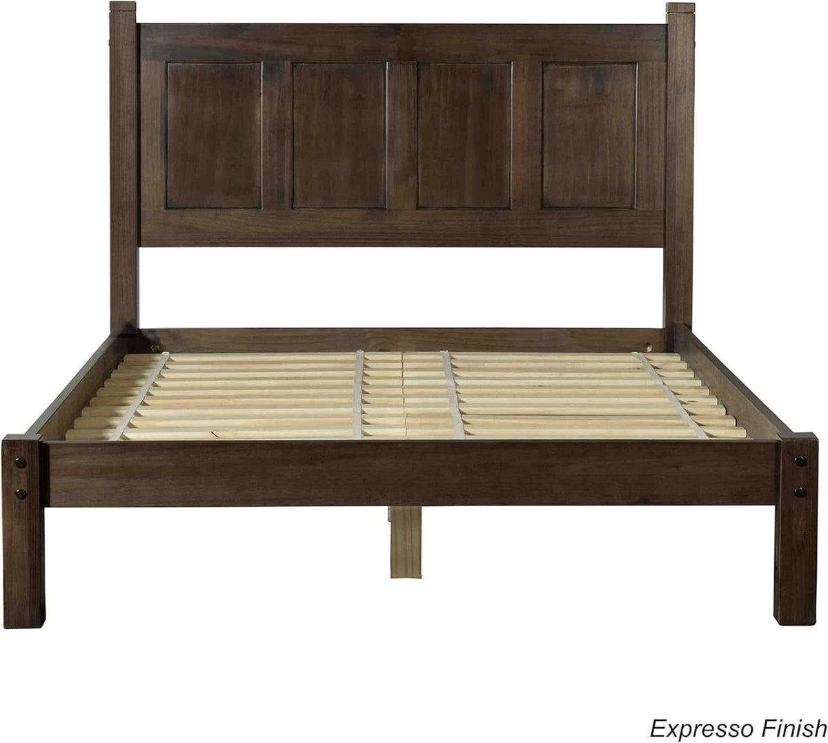 Queen Solid Renewable Pine Platform Bed Espresso Finish