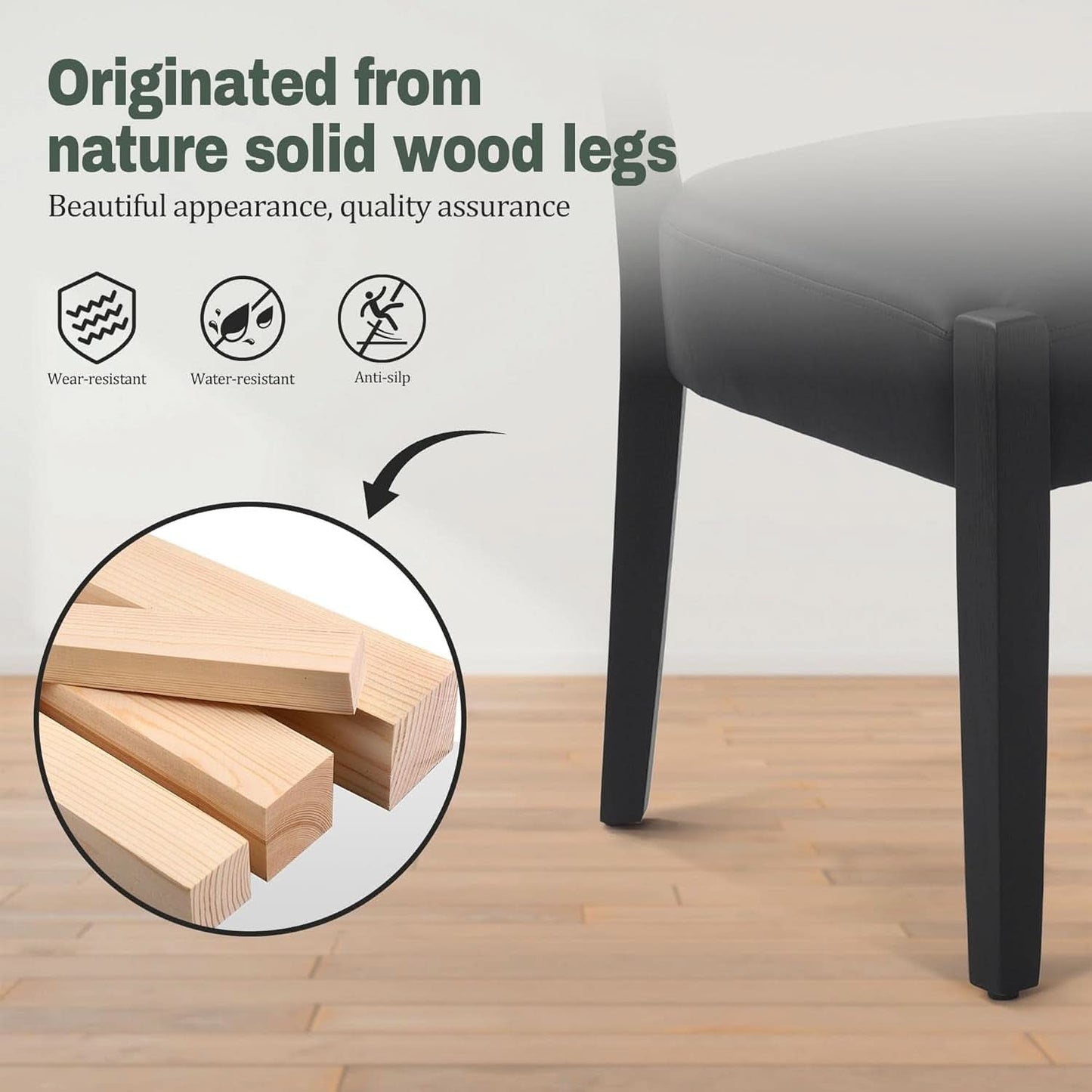 Black Faux Leather Dining Chairs Cushioned Seating