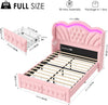 Pink Velvet Upholstered Platform Bed Frame With LEDs