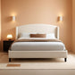 King Size Beige Upholstered Wing back Platform Bedframe